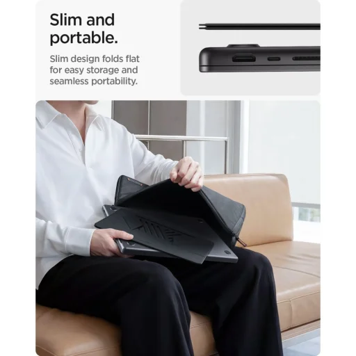 Spigen LD201-S6 SlimFold stojan na notebook vesmírne sivý - 11