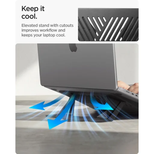 Spigen LD201-S6 SlimFold stojan na notebook vesmírne sivý - 12