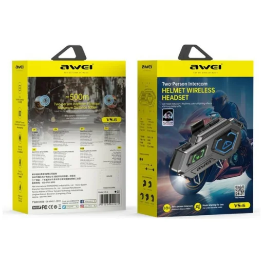 AWEI VS-6 motoros interkomos headset fekete - 2