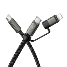 Hoco X125 plochý Type-C–Type-C / iP 2 v 1 USB kábel 3A 60W 1 m čierny