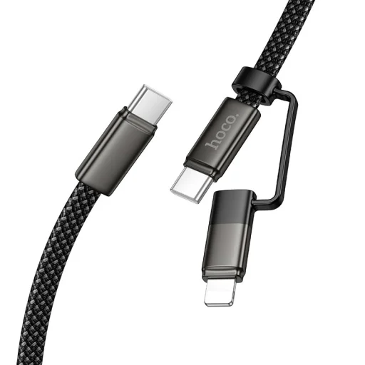 Hoco X125 plochý Type-C–Type-C / iP 2 v 1 USB kábel 3A 60W 1 m čierny - 2