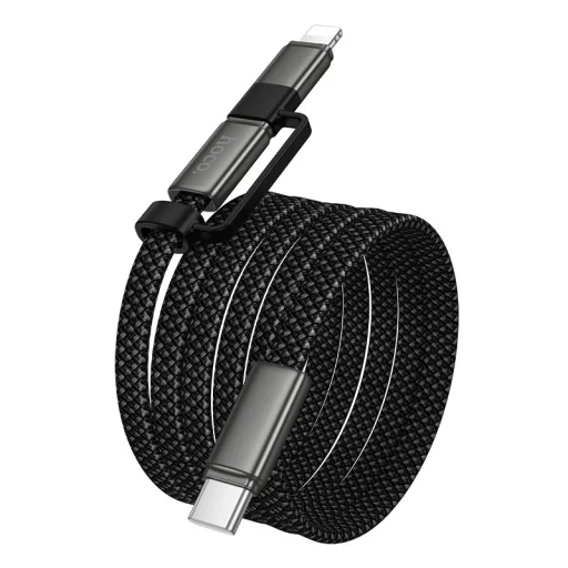 Hoco X125 plochý Type-C–Type-C / iP 2 v 1 USB kábel 3A 60W 1 m čierny - 3