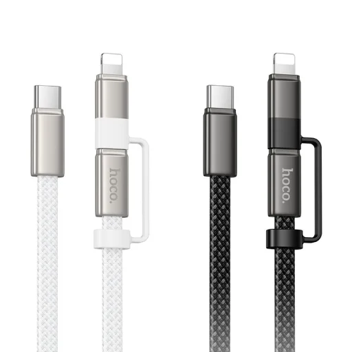 Hoco X125 plochý Type-C–Type-C / iP 2 v 1 USB kábel 3A 60W 1 m čierny - 4