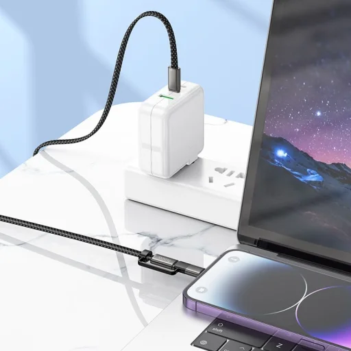 Hoco X125 plochý Type-C–Type-C / iP 2 v 1 USB kábel 3A 60W 1 m čierny - 5