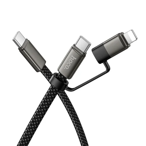 Hoco X125 plochý Type-C–Type-C / iP 2 v 1 USB kábel 3A 60W 1 m čierny - 1