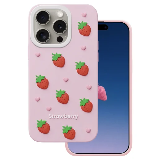 iPhone 15 Pro Rózsaszín eper tok - 1