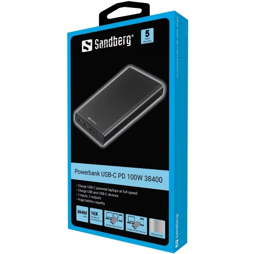 Sandberg 420-63 Powerbank USB-C PD 100W 38400mAh - 2