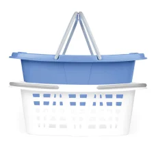 Beldray LA030450CRNFPEU7 Dvojdielna súprava košov na bielizeň, 2 x 26 l, biela/modrá