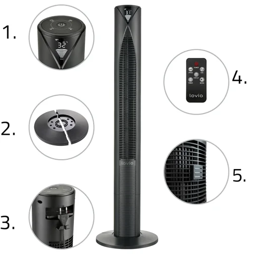 Lovio LVTF202Y24C-BK AirWave PRO fekete toronyventilátor - 3