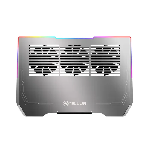 Tellur Cooler chladiaca podložka pod notebook Shade 17, s 3 ventilátormi, RGB LED, USB, USB-C, hliníková sivá - 2