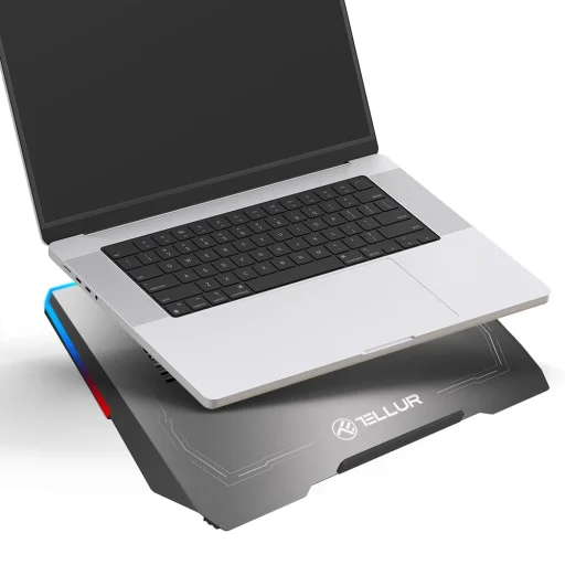 Tellur Cooler chladiaca podložka pod notebook Shade 17, s 3 ventilátormi, RGB LED, USB, USB-C, hliníková sivá - 3