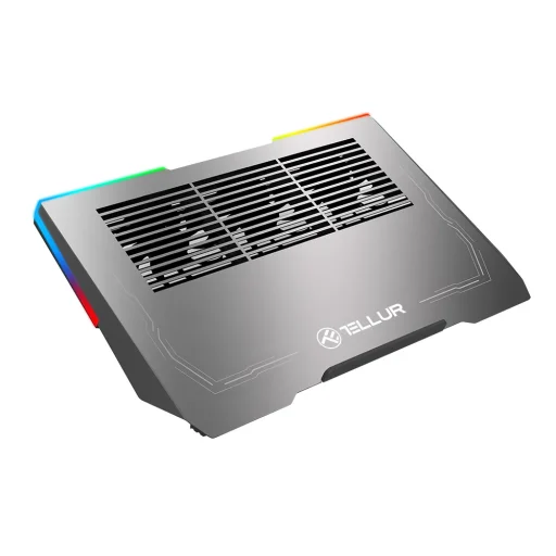 Tellur Cooler chladiaca podložka pod notebook Shade 17, s 3 ventilátormi, RGB LED, USB, USB-C, hliníková sivá - 4