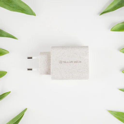 Tellur Green 38W dvojportový sieťový USB-C nabíjací adaptér Type-C PD20W + USB QC3.0, krémový - 6