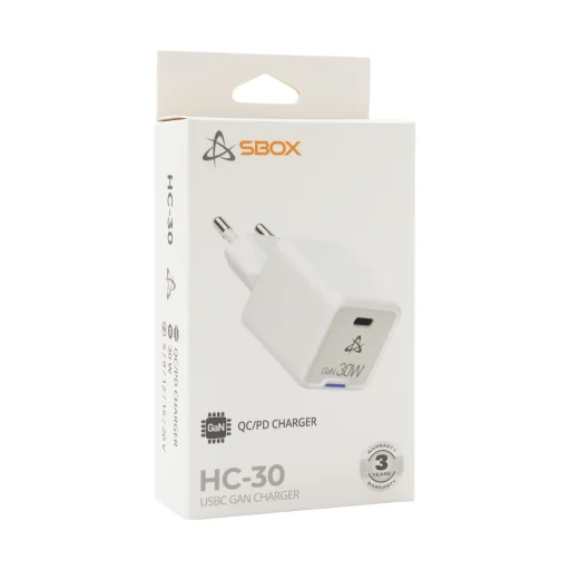 Sbox HC-30 Type-C 30W GaN sieťový USB-C nabíjací adaptér - 4