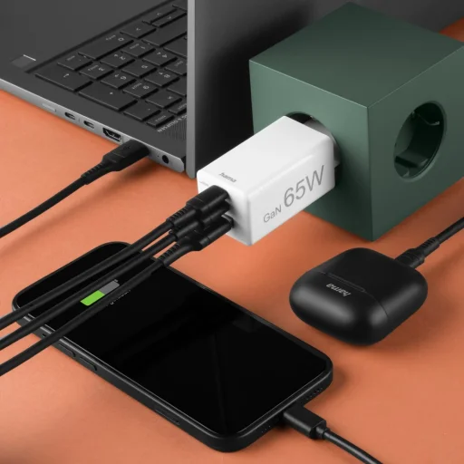 Hama 00201996 Fast Charger GaN, 2x USB-C, 1x USB-A, mini nabíjačka, PD, 65W, biela - 9