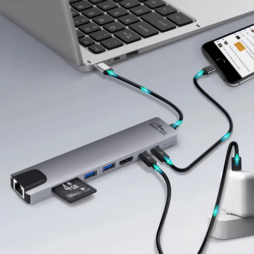 Media-Tech MT5046 8 v 1 USB-C LAN HUB PRO adaptér - 6