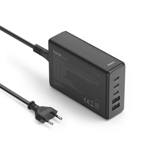 Hama 00201978 3x USB-C / 2x USB-A 140 W čierna nabíjacia stanica - 2
