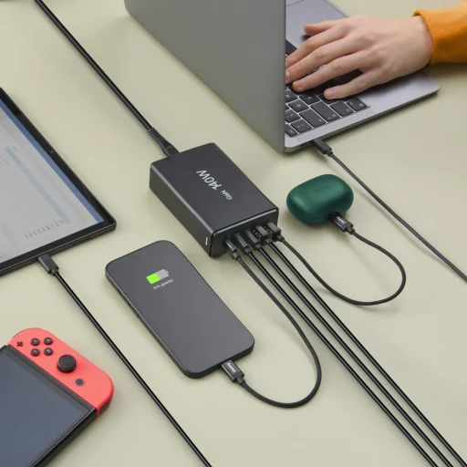 Hama 00201978 3x USB-C / 2x USB-A 140 W fekete töltőállomás - 8