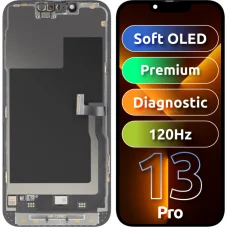 LCD displej modul MP pre Apple iPhone 13 Pro, Prémiový Soft OLED FHD 120Hz Diagnostická verzia, Aftermarket, Čierne ochranné sklo