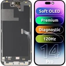LCD Displej Modul MP pre Apple iPhone 14 Pro, Prémiový Soft OLED FHD 120Hz Diagnostická Verzia, Neoriginálny, Čierny