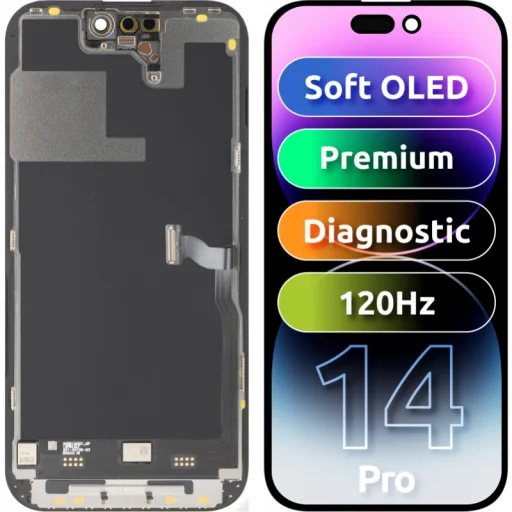 LCD Displej Modul MP pre Apple iPhone 14 Pro, Prémiový Soft OLED FHD 120Hz Diagnostická Verzia, Neoriginálny, Čierny - 1