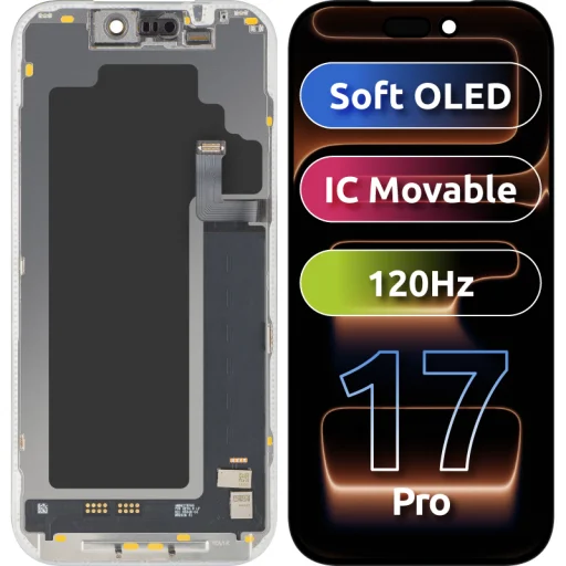 LCD Displej Modul MP pre Apple iPhone 17 Pro, Soft OLED FHD 120Hz IC Transfer Verzia, Neoriginálny, Čierny - 1