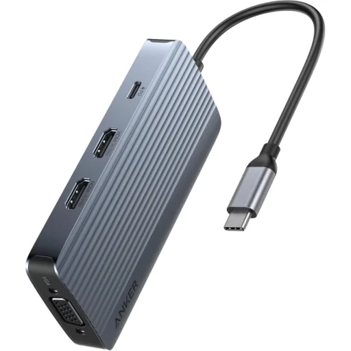 USB-C Hub Anker, 3 x USB-A 3.0 - 2 x USB-C - 2 x HDMI - 1 x VGA, Sivý A83790A2 - 1
