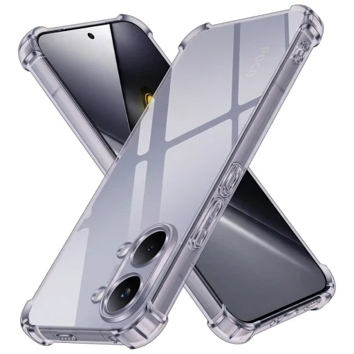 Techsuit - Nárazuvzdorné priehľadné silikónové puzdro - Xiaomi Poco X8 Pro Max - Dymovo čierne puzdro puzdro - 1