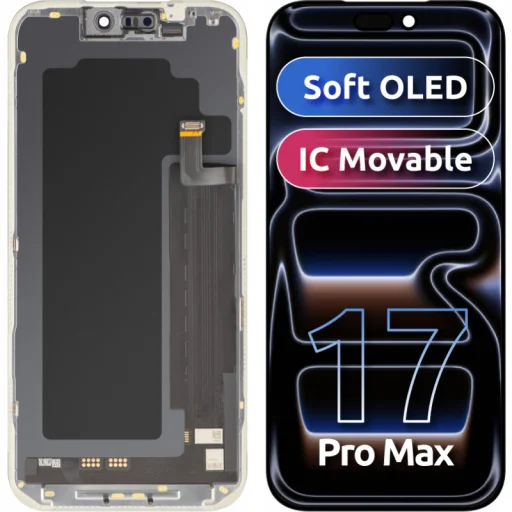 LCD displej modul MP Apple iPhone 17 Pro Max, Soft OLED FHD verzia s prenosným IC, náhrada, čierny - 1