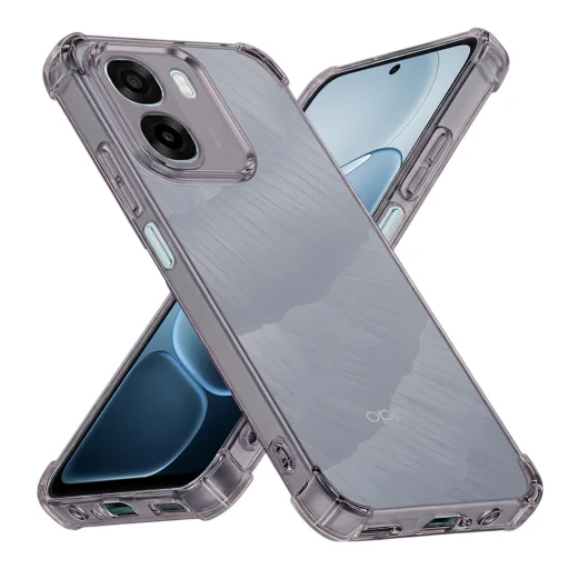 Techsuit - Nárazuvzdorný priehľadný silikón - Oppo A6x 4G / A6x 5G - Dymovo čierne puzdro - 1
