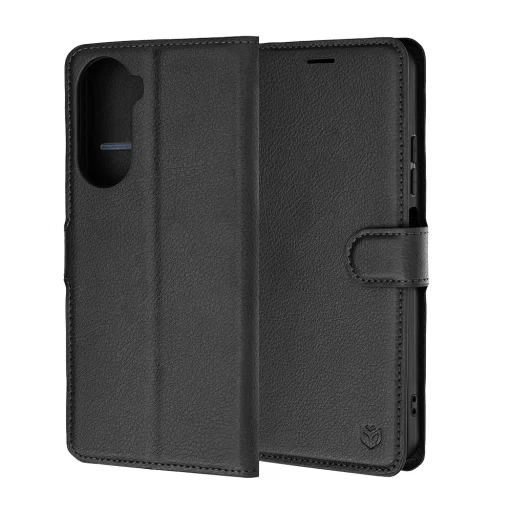 Techsuit - Kožené flipové puzdro - Xiaomi Redmi A7 Pro 4G - Čierne puzdro - 4