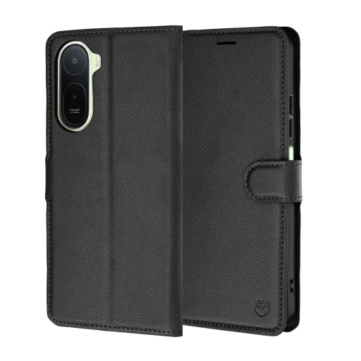 Techsuit - Kožené flipové puzdro - Xiaomi Redmi A7 Pro 4G - Čierne puzdro - 1