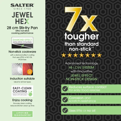 Salter BW11622SA3 Jewel Hex 28 cm-es wok serpenyő - 8