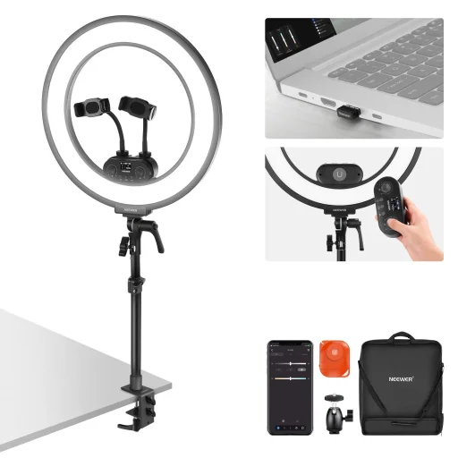 NEEWER RL45B 45W 18" Vékony LED Körfény Asztali Állvánnyal - 1