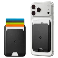 Valentinus Wallet MagFit (AFA11337) Spigen - max. 5 kariet s ľahkým prístupom, minimalistické prevedenie, PU koža - Čierna