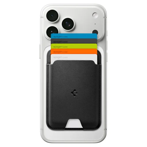Valentinus Wallet MagFit (AFA11337) Spigen - max. 5 kártya könnyű hozzáféréssel, minimalista kivitel, PU bőr - Fekete - 2