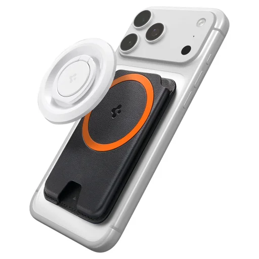 Spigen Valentinus Wallet MagFit+ (AFA11336) Fekete - 5 kártyához, könnyű hozzáférés, minimalista kivitelezés, PU bőr - 6