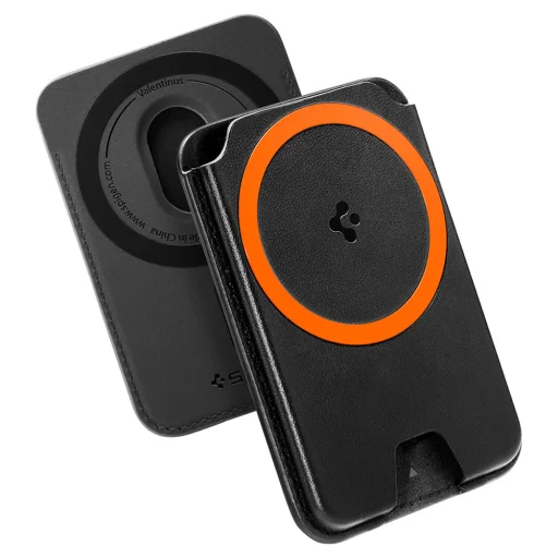 Spigen Valentinus Wallet MagFit+ (AFA11336) Fekete - 5 kártyához, könnyű hozzáférés, minimalista kivitelezés, PU bőr - 3