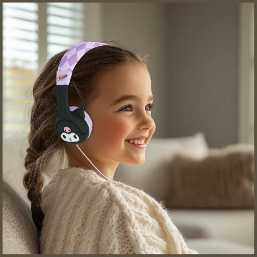 Detské on-ear slúchadlá OTL Kuromi s gumenými ušami - 10