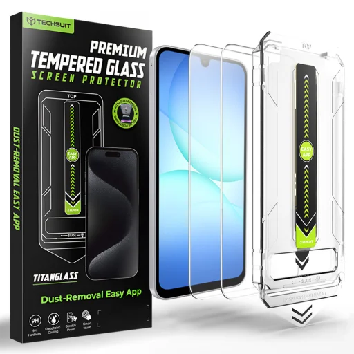 Samsung Galaxy A16 4G / A16 5G / A17 4G / A17 5G Átlátszó Techsuit - [Ujjlenyomat-feloldással kompatibilis] TitanGlass CrystalHD (2 darabos) üvegfólia üvegfólia - 1