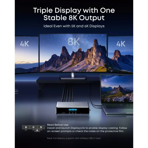 Anker Prime Hub, 3 x USB-A - 4 x USB-C - 1 x DisplayPort - 2 x HDMI - 1 x Jack 3.5mm - 1 x RJ45 - 1 x SD - 1 x microSD, Sivá A83B33A1 - 4