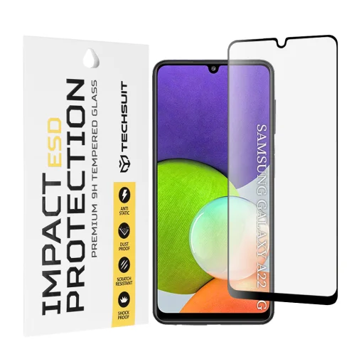 Samsung Galaxy A22 4G Čierny Techsuit - ESD Glass tvrdené sklo - 1
