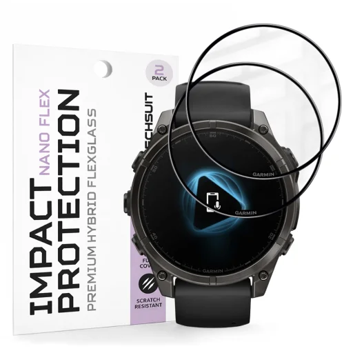 Garmin Fenix 8 / Fenix 8 Pro 47mm Čierne Techsuit Nano Flex ochranné sklo (balenie 2 ks) - 1