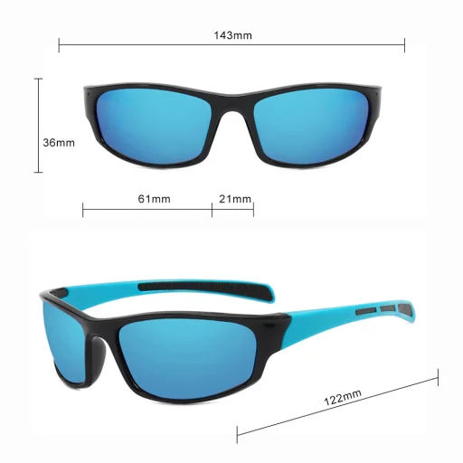 Techsuit - Cyklistické okuliare (9937) - Na cyklistiku, outdoorové športové aktivity, PC, obdĺžnikové, unisex - čierna / modrá / žltá - 5