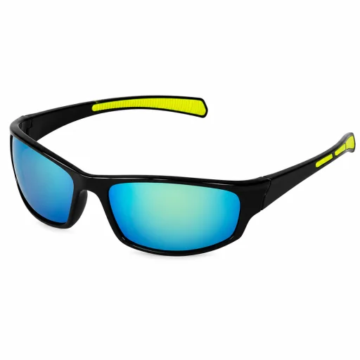 Techsuit - Biciklis Szemüveg (9937) - Kerékpározáshoz, Szabadtéri Sporttevékenységekhez, PC, Téglalap Alakú, Uniszex - Fekete / Kék / Sárga - 1