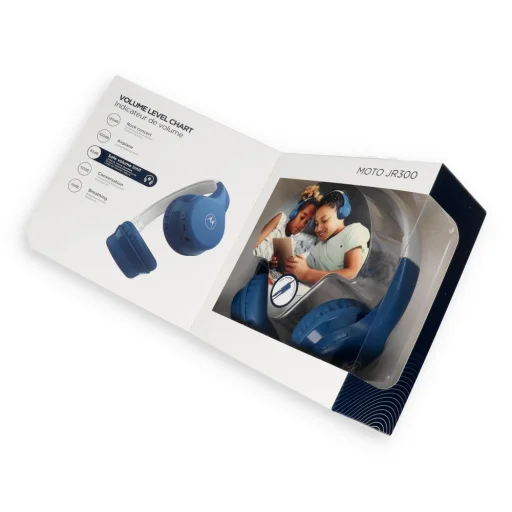 Motorola JR300 bezdrôtové detské Bluetooth slúchadlá modro-sivé - 4