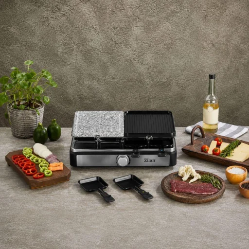 Zilan ZLN8863 raclette grill, 1500 W, 2 az 1-ben, alumínium sütőlap, tapadásmentes bevonat, hőfokszabályozó, kiegészítők - 10