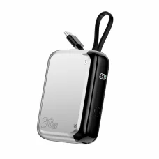 4smarts Pocket 10000mAh 30W so zabudovaným 15 cm USB-C káblom strieborná powerbanka