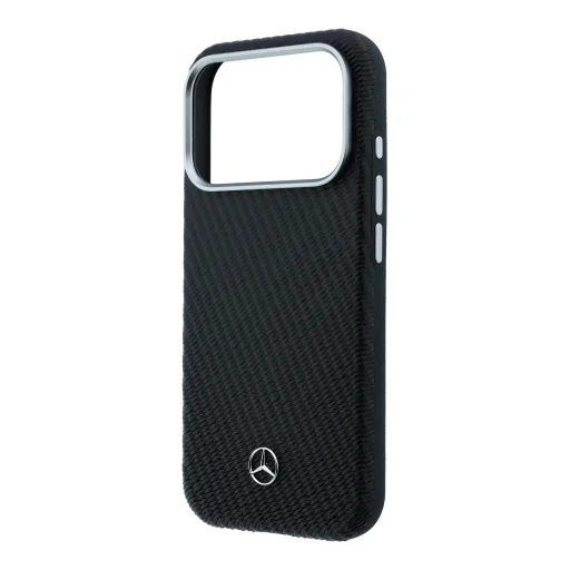 Mercedes PU bőr Semi Wrap MagSafe tok iPhone 17 Pro Max-hoz fekete - 5