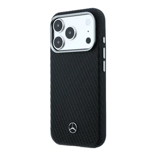 Mercedes PU bőr Semi Wrap MagSafe tok iPhone 17 Pro Max-hoz fekete - 2